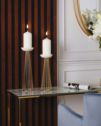 Set di 2 portacandele Oro con effetto marmo Metallo Design moderno Bastoncini per candele Classico