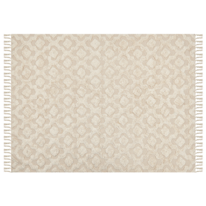Tappeto in cotone beige 160 x 230 cm motivo geometrico trapuntato minimalista soggiorno camera da letto