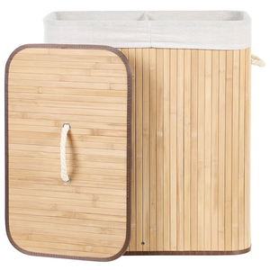 Cestino portaoggetti in bambù legno chiaro con coperchio Cestino per biancheria Accessori pratici lavanderia bucato