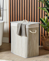 Cestino portaoggetti in bambù grigio con coperchio Cestino per biancheria Accessori pratici lavanderia bucato