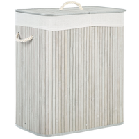 Cestino portaoggetti in bambù grigio con coperchio Cestino per biancheria Accessori pratici lavanderia bucato