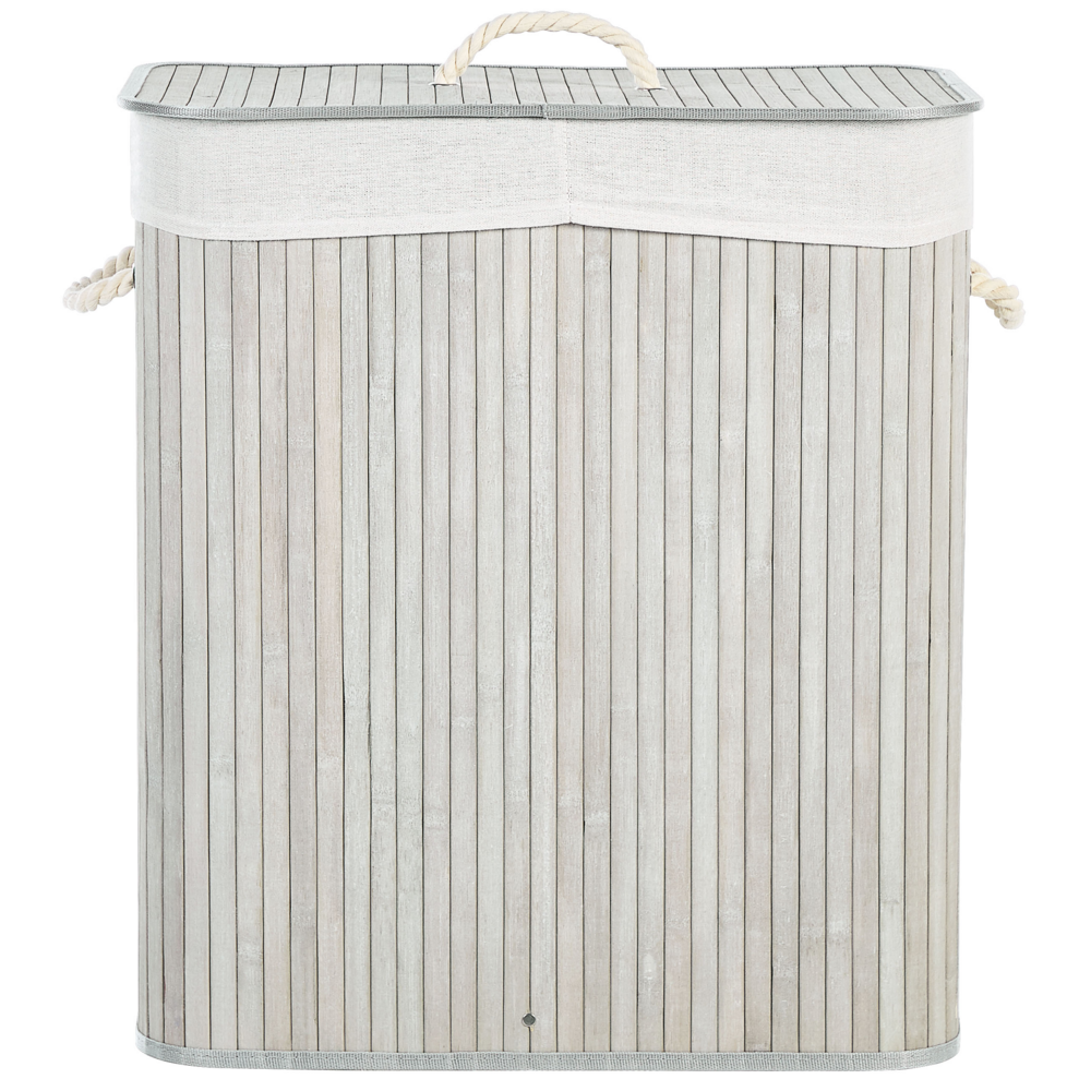 Cestino portaoggetti in bambù grigio con coperchio Cestino per biancheria Accessori pratici lavanderia bucato