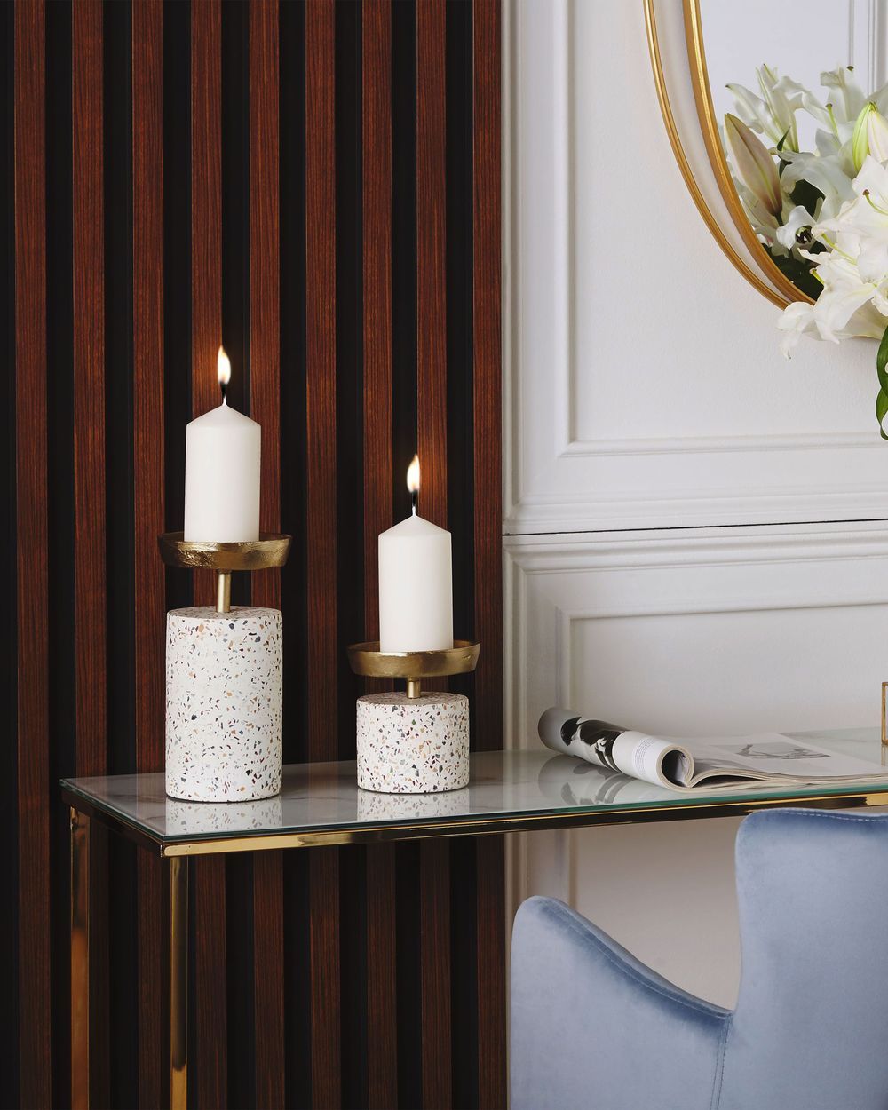 Portacandele in metallo oro Glamour Pezzo d'accento Decorazione Centrotavola