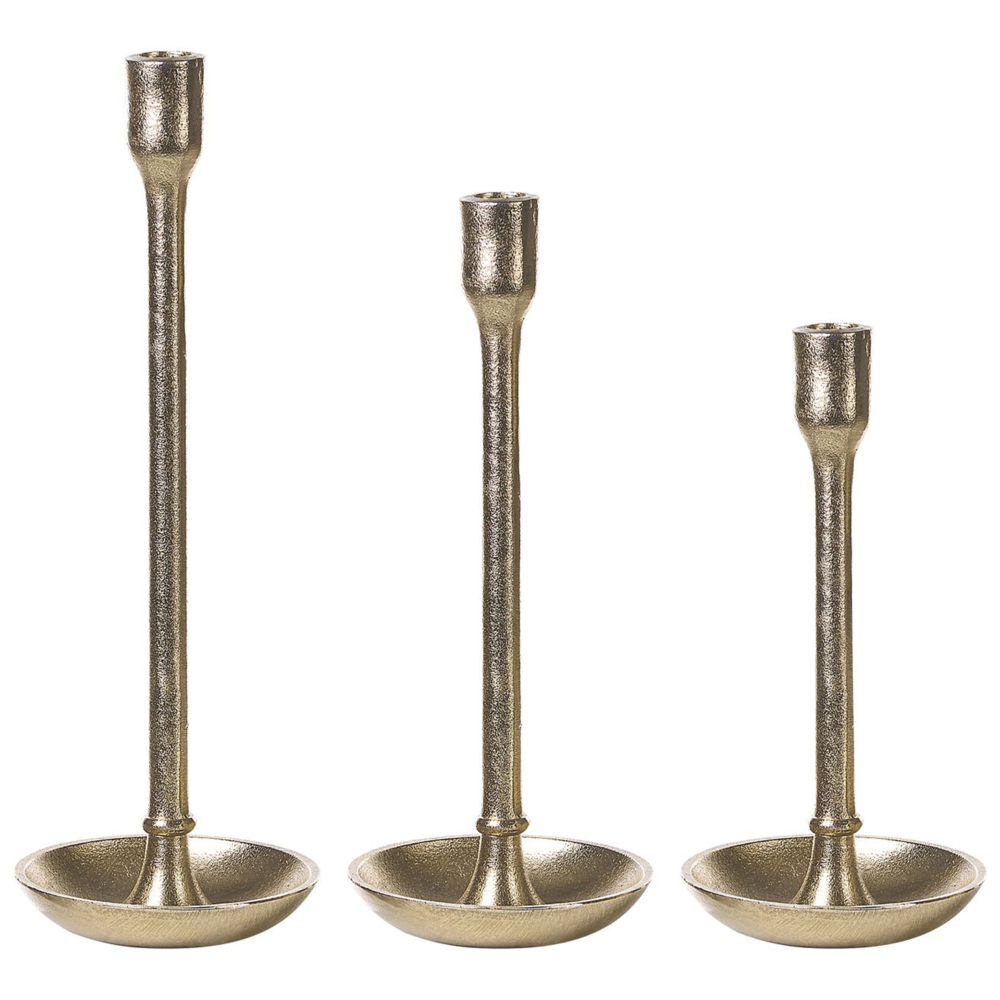 Set di 3 portacandele in alluminio dorato Glamour elegante decorazione centrotavola