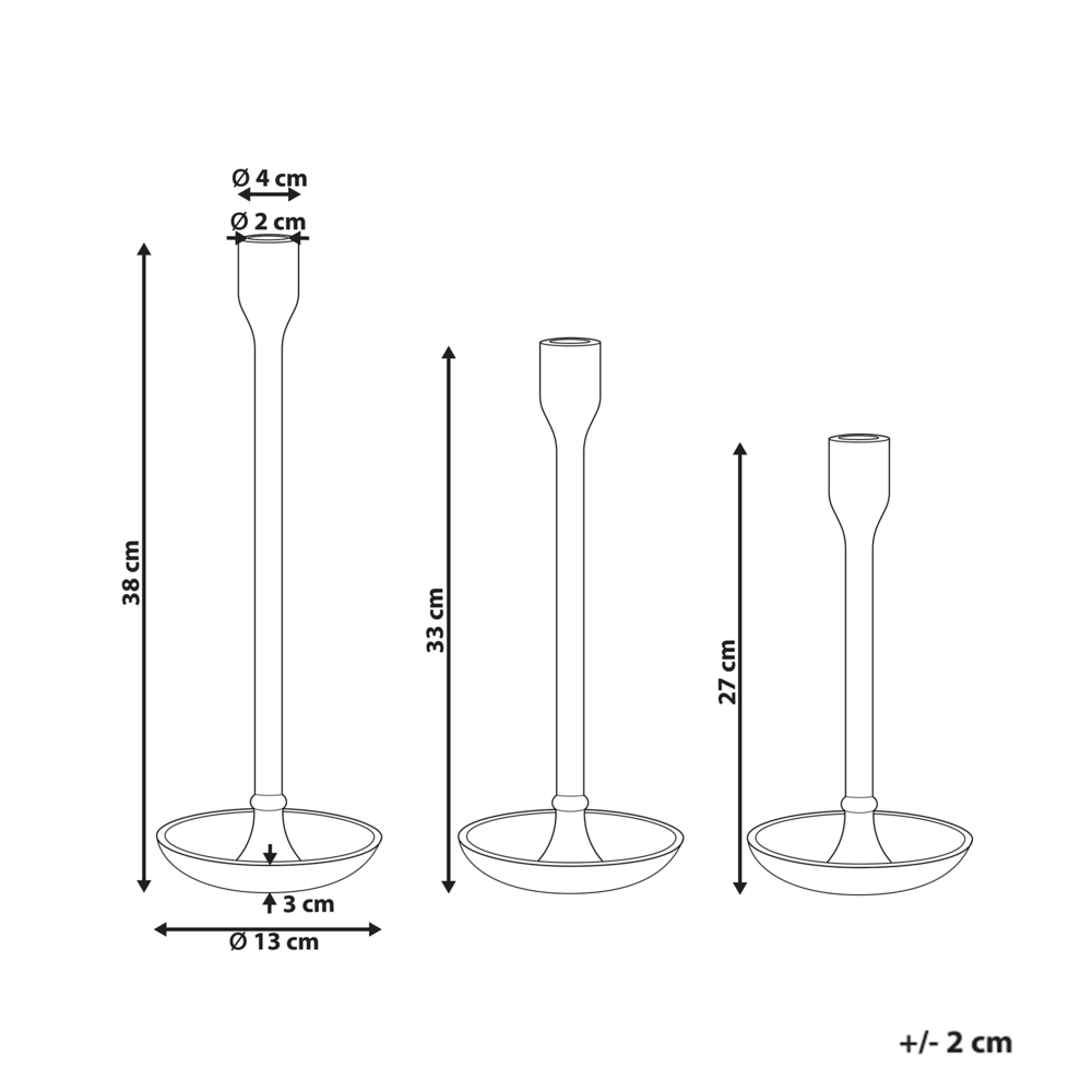 Set di 3 portacandele in alluminio dorato Glamour elegante decorazione centrotavola