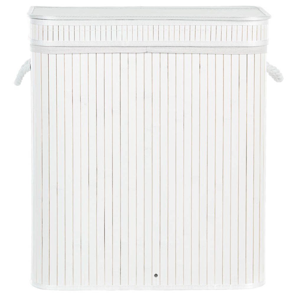 Cestino portaoggetti in bambù bianco con coperchio Cestino per biancheria Accessori pratici lavanderia bucato