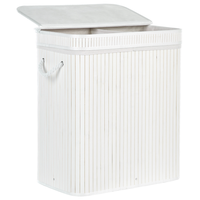 Cestino portaoggetti in bambù bianco con coperchio Cestino per biancheria Accessori pratici lavanderia bucato