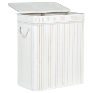 Cestino portaoggetti in bambù bianco con coperchio Cestino per biancheria Accessori pratici lavanderia bucato