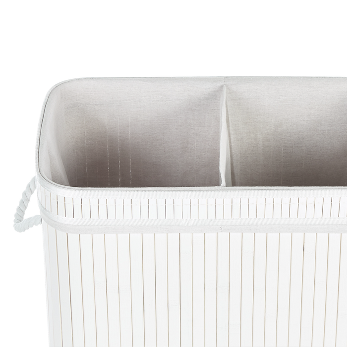 Cestino portaoggetti in bambù bianco con coperchio Cestino per biancheria Accessori pratici lavanderia bucato