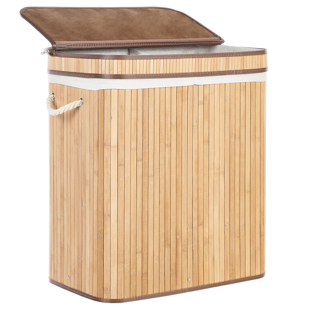 Cestino portaoggetti in bambù legno chiaro con coperchio Cestino per biancheria Accessori pratici lavanderia bucato