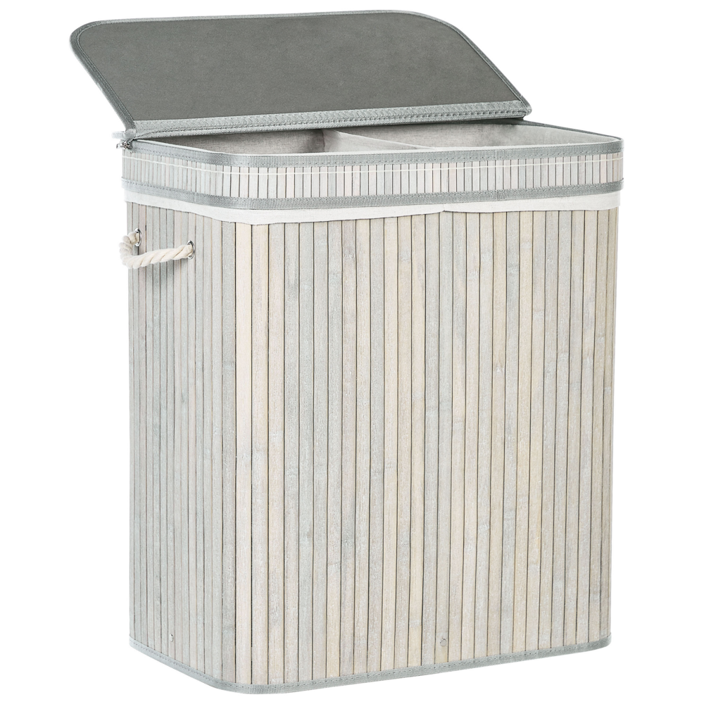 Cestino portaoggetti in bambù grigio con coperchio Cestino per biancheria Accessori pratici lavanderia bucato