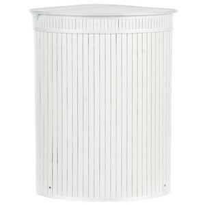 Cestino portaoggetti in bambù bianco con coperchio Cestino per biancheria Accessori pratici lavanderia bucato