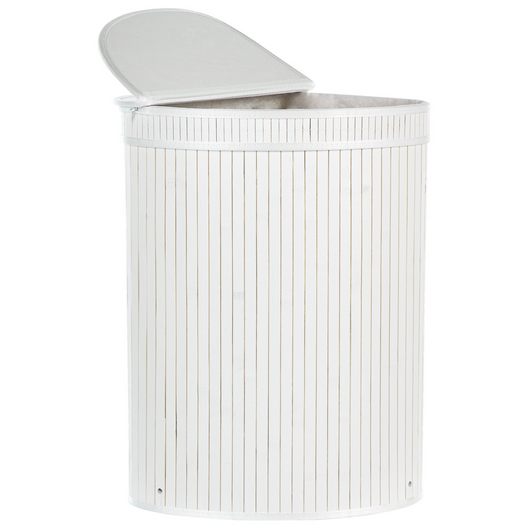 Cestino portaoggetti in bambù bianco con coperchio Cestino per biancheria Accessori pratici lavanderia bucato