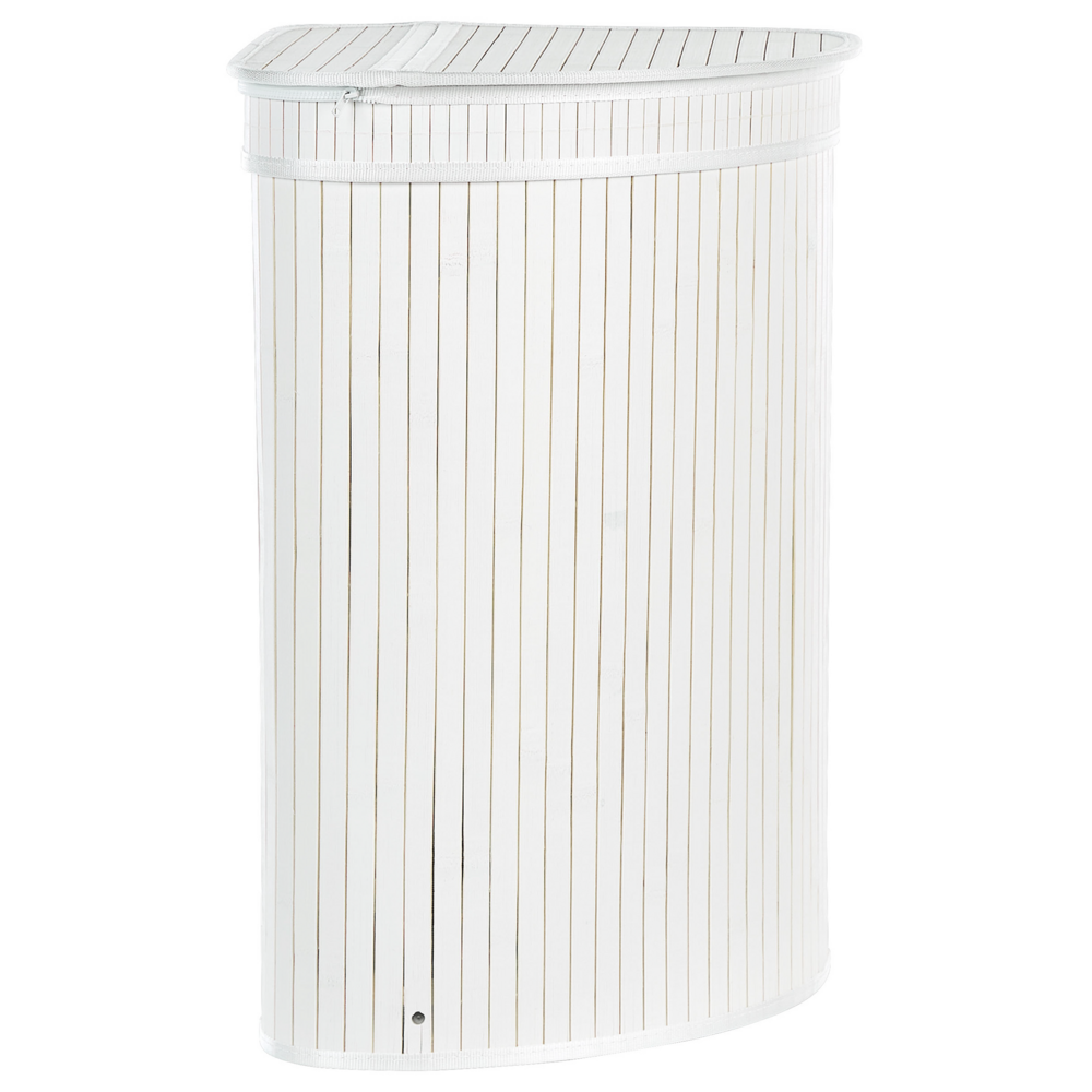 Cestino portaoggetti in bambù bianco con coperchio Cestino per biancheria Accessori pratici lavanderia bucato