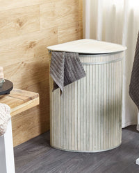 Cestino portaoggetti in bambù grigio con coperchio Cestino per biancheria Accessori pratici lavanderia bucato