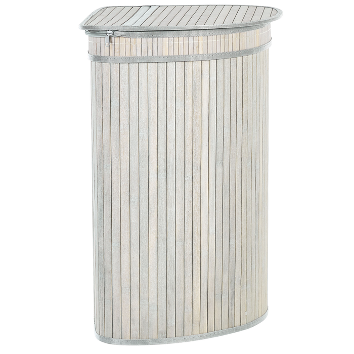 Cestino portaoggetti in bambù grigio con coperchio Cestino per biancheria Accessori pratici lavanderia bucato