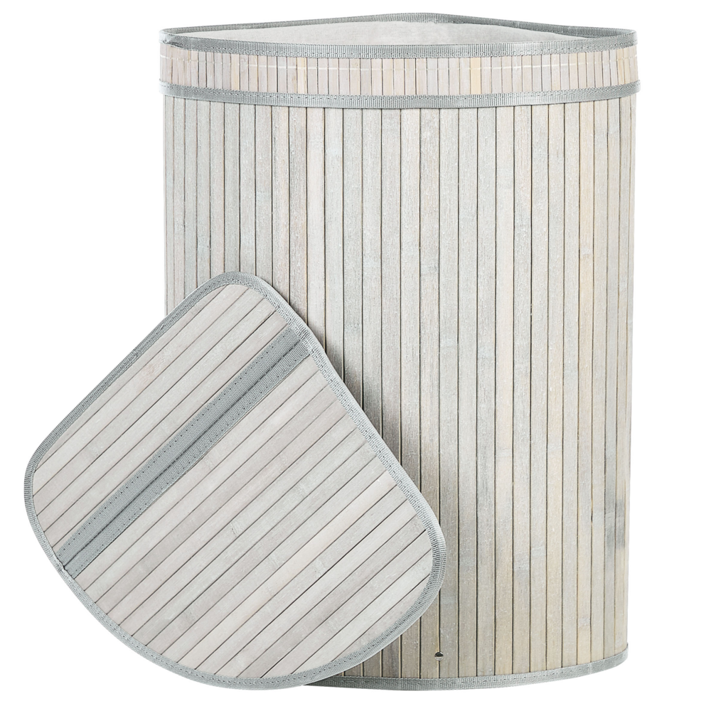 Cestino portaoggetti in bambù grigio con coperchio Cestino per biancheria Accessori pratici lavanderia bucato