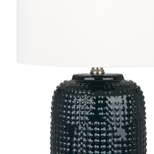 Lampada da tavolo Base in ceramica blu scuro Paralume in tessuto Illuminazione d'ambiente Lampada da tavolo da comodino