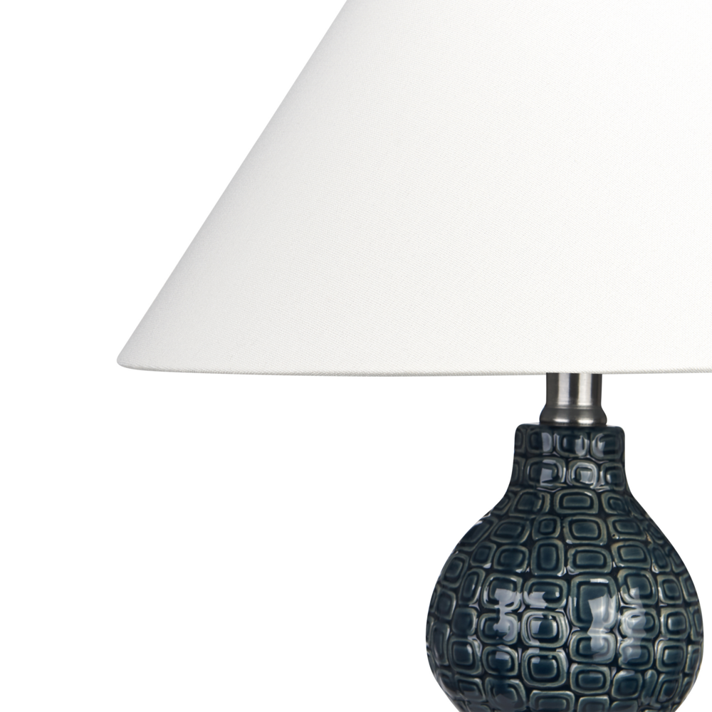 Lampada da tavolo Base in ceramica blu scuro nero Paralume in tessuto Illuminazione d'ambiente Lampada da tavolo da comodino