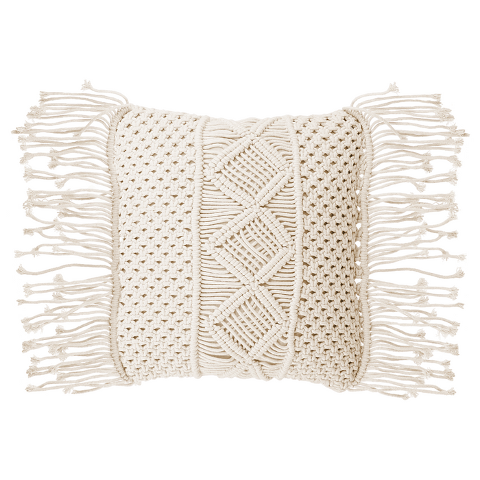 Set di 2 cuscini decorativi in macramè di cotone beige 40 x 45 cm con nappe in corda Boho Retro Decor accessori