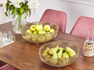 Vassoio decorativo in metallo dorato rotonda d'accento Design traforato