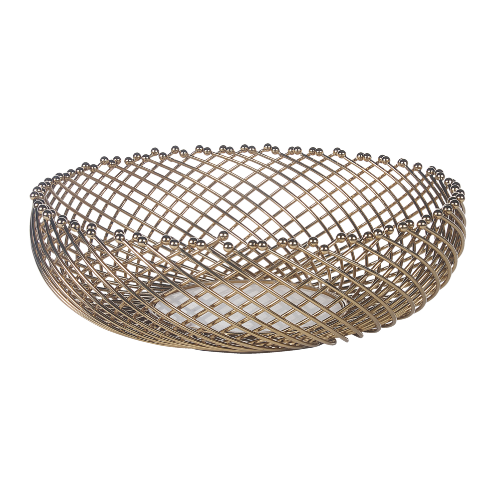 Vassoio decorativo in metallo dorato rotonda d'accento Design traforato