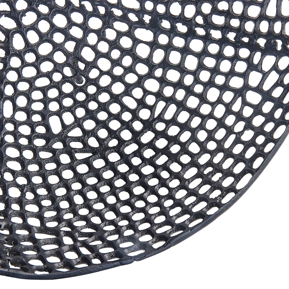 Vassoio decorativo in metallo nero Accessori rotondi Vassoio con design traforato