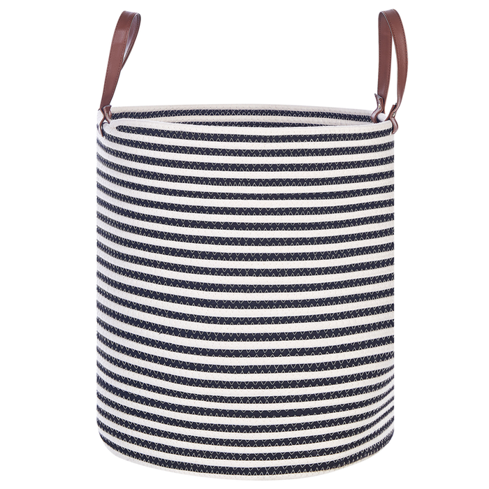 Cestino portaoggetti Cotone bianco e nero fatto a mano con maniglie Modello a righe Cesto per la biancheria in tessuto