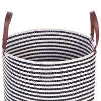 Cestino portaoggetti Cotone bianco e nero fatto a mano con maniglie Modello a righe Cesto per la biancheria in tessuto