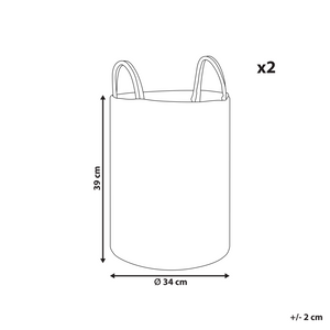 Set di 2 cestini portaoggetti in cotone beige fatti a mano con maniglie Cestino per la biancheria in tessuto a tinta unita