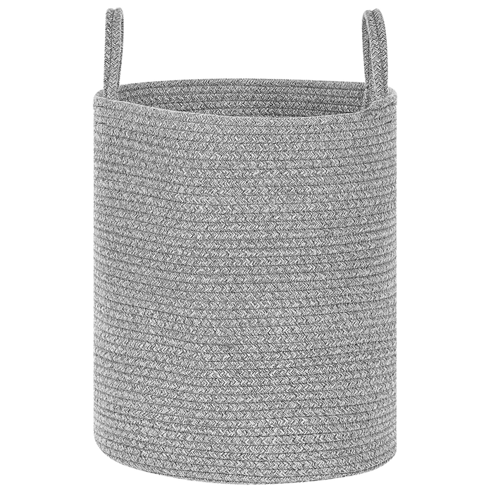 Set di 2 cestini portaoggetti in cotone beige fatti a mano con maniglie Cestino per la biancheria in tessuto a tinta unita