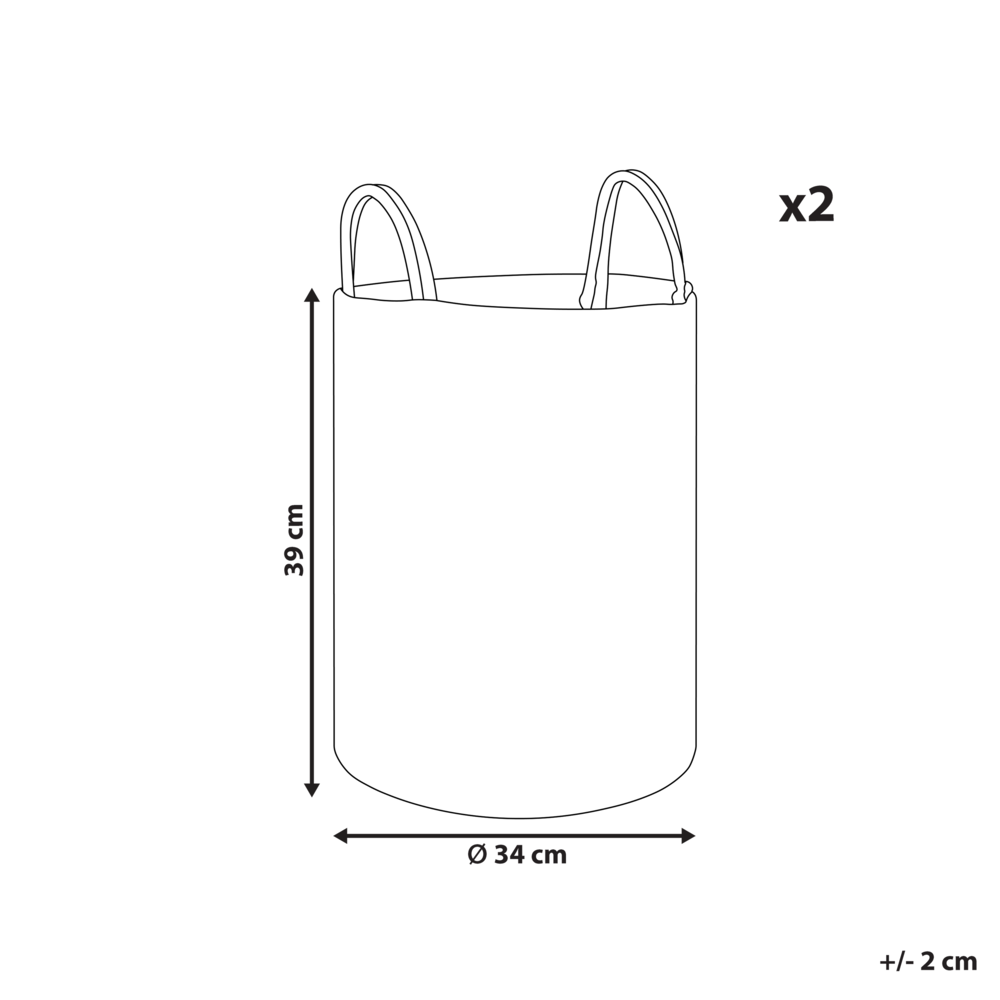 Set di 2 cestini portaoggetti in cotone beige fatti a mano con maniglie Cestino per la biancheria in tessuto a tinta unita
