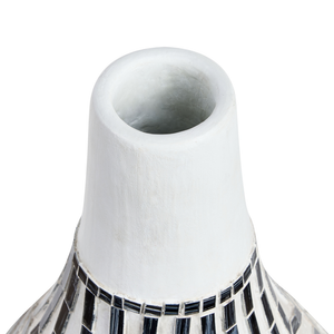 Vaso decorativo in terracotta bianca e nera Stile naturale per i fiori secchi