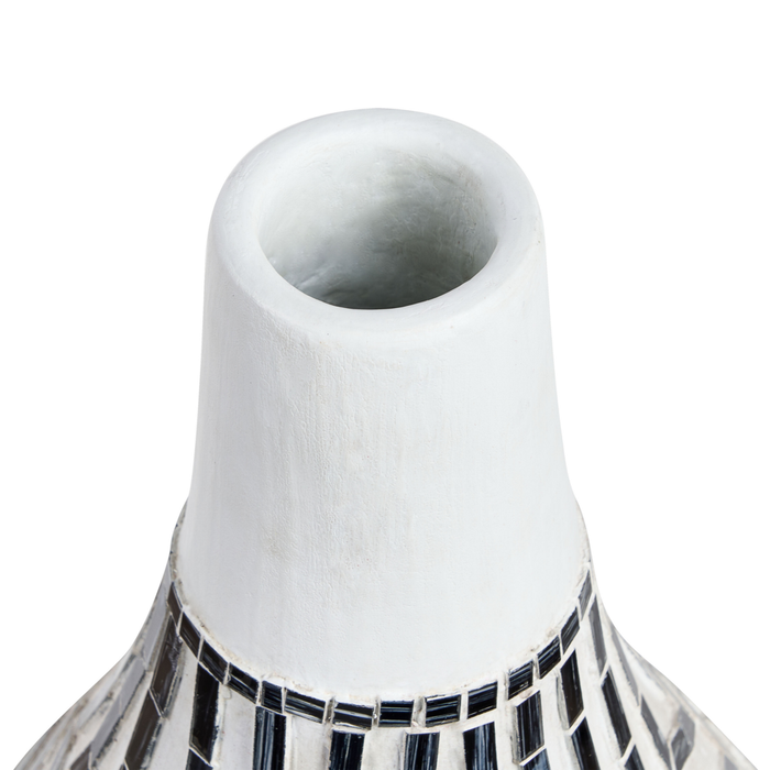 Vaso decorativo in terracotta bianca e nera Stile naturale per i fiori secchi