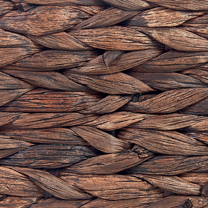 Set di 2 cestini portaoggetti in giacinto d'acqua marrone, fatti a mano con maniglie, per scaffali dal design retrò