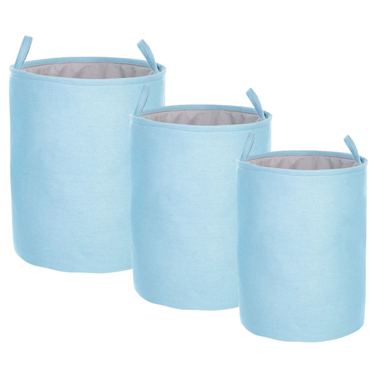 Set di 3 ceste portaoggetti in cotone bianco con copertura a coulisse Cestino per la biancheria Accessori pratici