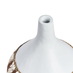 Vaso decorativo in terracotta bianca 33 cm Fatto a mano con motivi rustici Boho Accessori per la casa