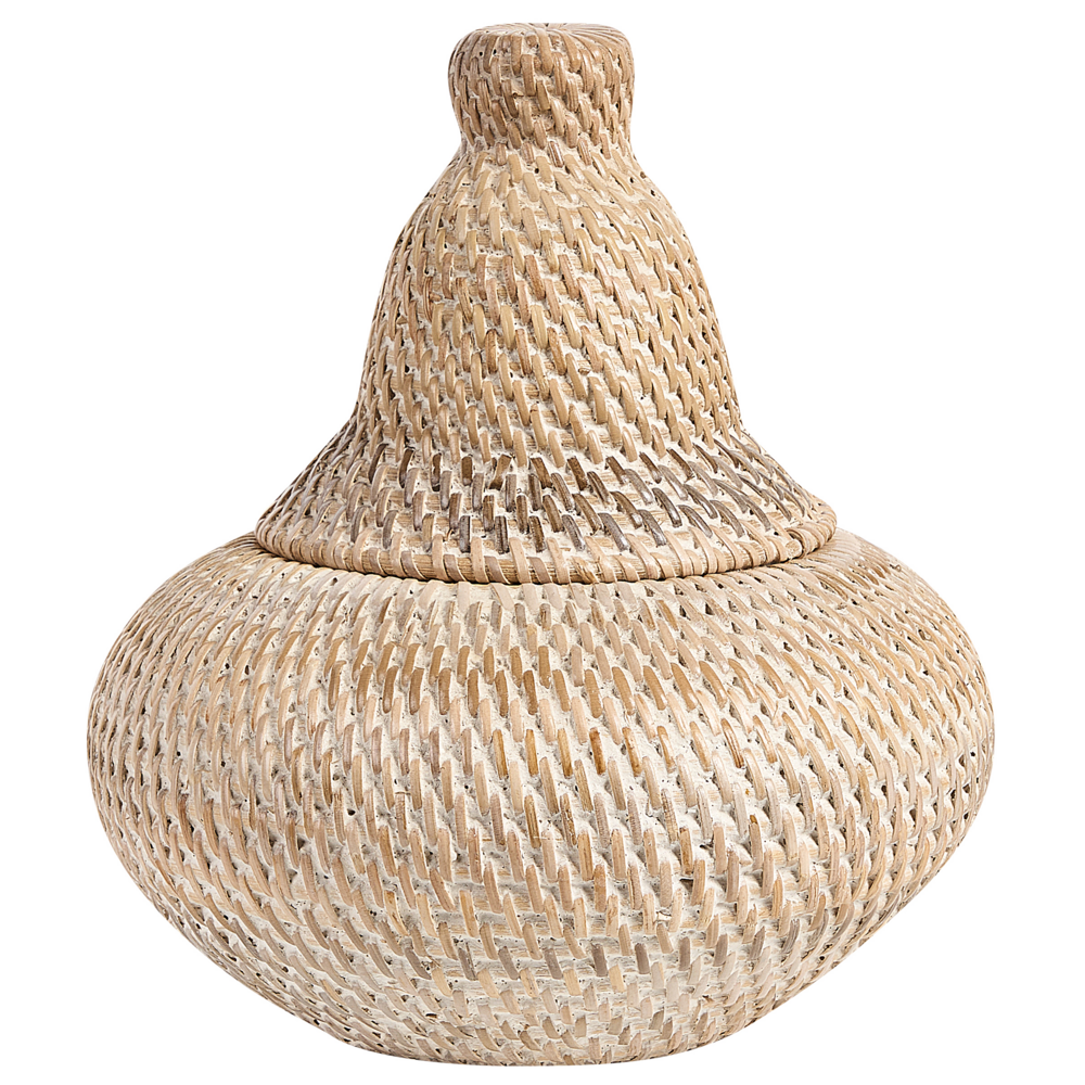Cesta in rattan naturale verniciato altezza 25 cm per la casa con coperchio Boho Rustic Decor Painted