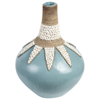 Vaso decorativo Azzurro Terracotta 43 cm Fatto a mano Modello rustico Boho Accessori per la casa