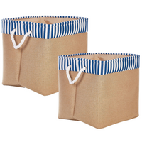 Set di 2 ceste portaoggetti in cotone beige con maniglie Soggiorno tradizionale Camera da letto