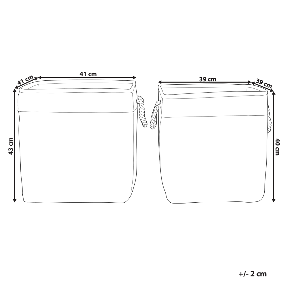 Set di 2 ceste portaoggetti in cotone beige con maniglie Soggiorno tradizionale Camera da letto