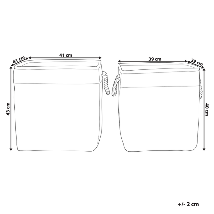 Set di 2 ceste portaoggetti in cotone beige con maniglie Soggiorno tradizionale Camera da letto