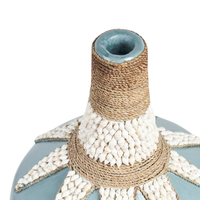 Vaso decorativo Azzurro Terracotta 43 cm Fatto a mano Modello rustico Boho Accessori per la casa