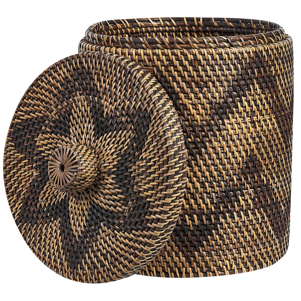 Cestino in rattan naturale marrone 36 cm stile rustico boho camera da letto bagno