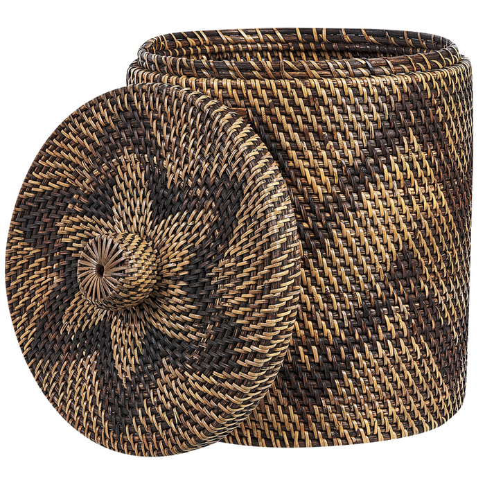 Cestino in rattan naturale marrone 36 cm stile rustico boho camera da letto bagno