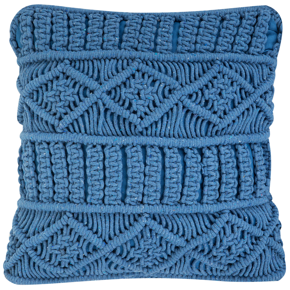 Set di 2 cuscini decorativi in macramè di cotone blu 45 x 45 cm Corda Boho Retro Decor Accessori