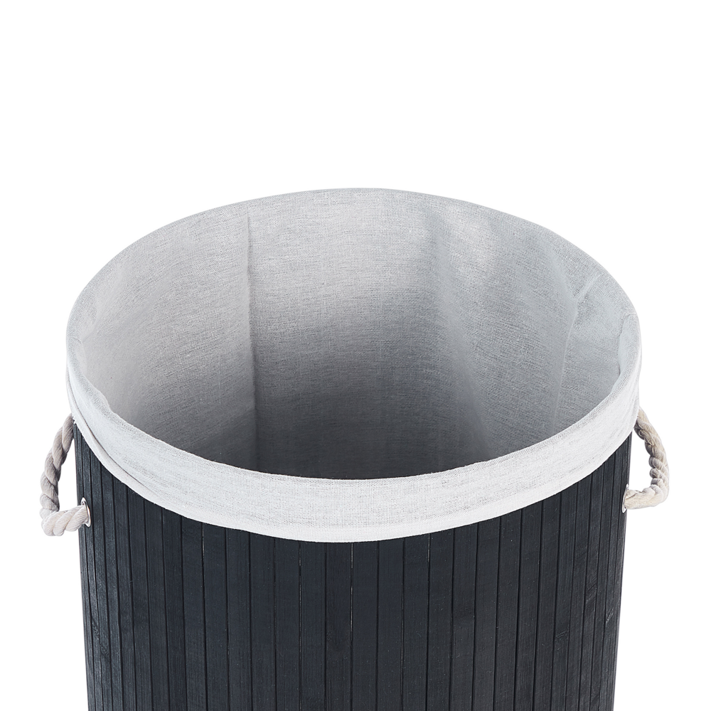Cestino portaoggetti in bambù nero con coperchio Cestino per biancheria Accessori pratici lavanderia bucato