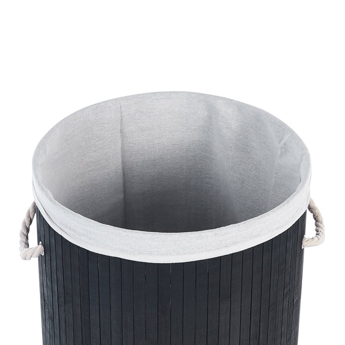Cestino portaoggetti in bambù nero con coperchio Cestino per biancheria Accessori pratici lavanderia bucato