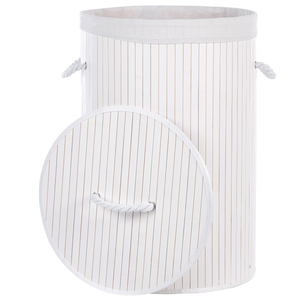 Cestino portaoggetti in bambù nero con coperchio Cestino per biancheria Accessori pratici lavanderia bucato