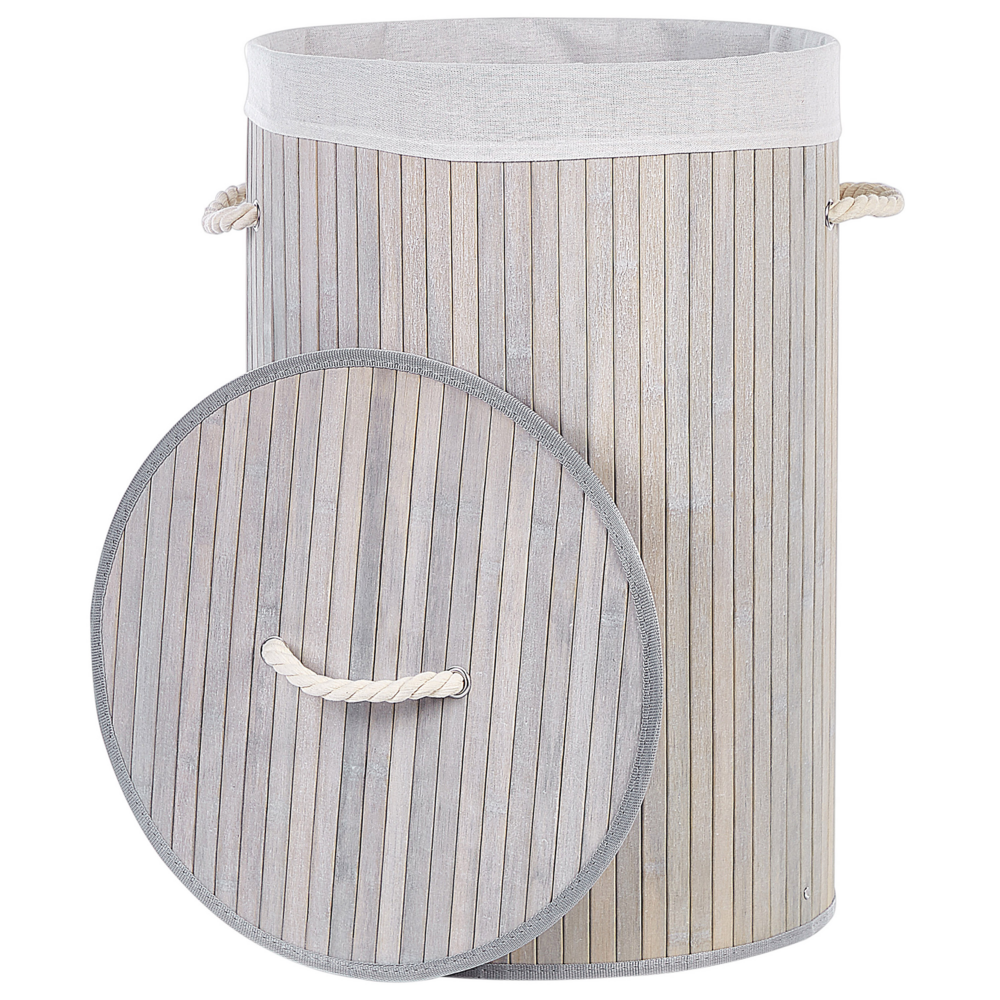 Cestino portaoggetti in bambù nero con coperchio Cestino per biancheria Accessori pratici lavanderia bucato